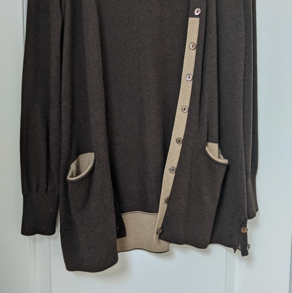 Cotton by Autumn Cashmere Long Brown Sweater Cardigan - Picture 7 of 14